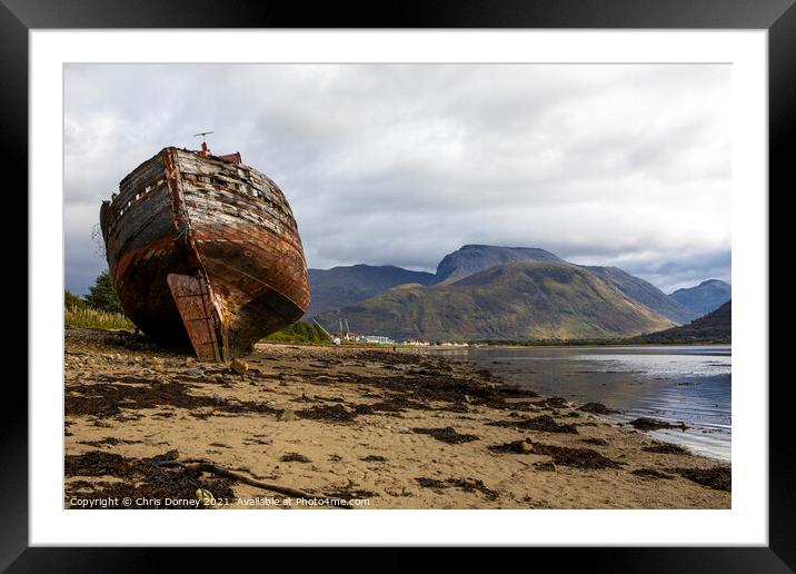 Old Boat of Caol and Ben Nevis in Scotland, UK Framed Mounted Print by Chris Dorney
