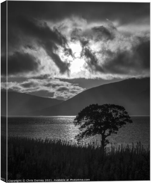 Moody View over Loch Linnhe from Fort William in Scotland Canvas Print by Chris Dorney