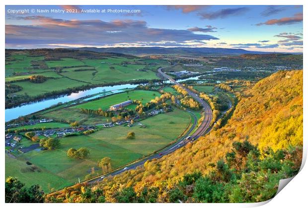 Autumn Colours on Kinoull Hill Perth Scotand Print by Navin Mistry