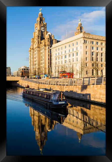 Narrow boat on the Liverpool waterfront Framed Print by Jason Wells