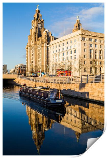 Narrow boat on the Liverpool waterfront Print by Jason Wells
