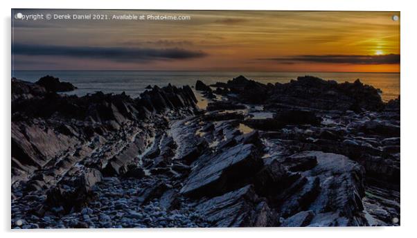 Sunset at Hartland Quay Acrylic by Derek Daniel