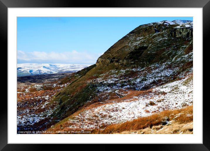 Peak district in Winter from Stanage Edge, Derbyshire. Framed Mounted Print by john hill