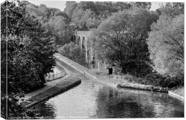 Chirk Aqueduct and Viaduct Mono Canvas Print by Diana Mower
