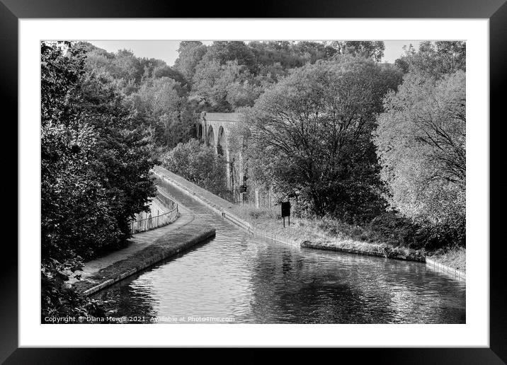 Chirk Aqueduct and Viaduct Mono Framed Mounted Print by Diana Mower