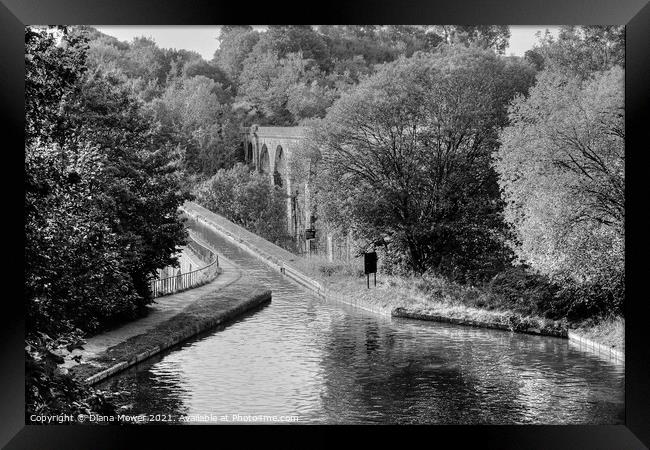 Chirk Aqueduct and Viaduct Mono Framed Print by Diana Mower