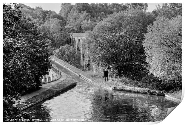 Chirk Aqueduct and Viaduct Mono Print by Diana Mower
