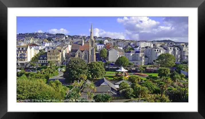 Ilfracombe town and skyline Panoramic Framed Mounted Print by Diana Mower