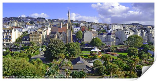 Ilfracombe town and skyline Panoramic Print by Diana Mower