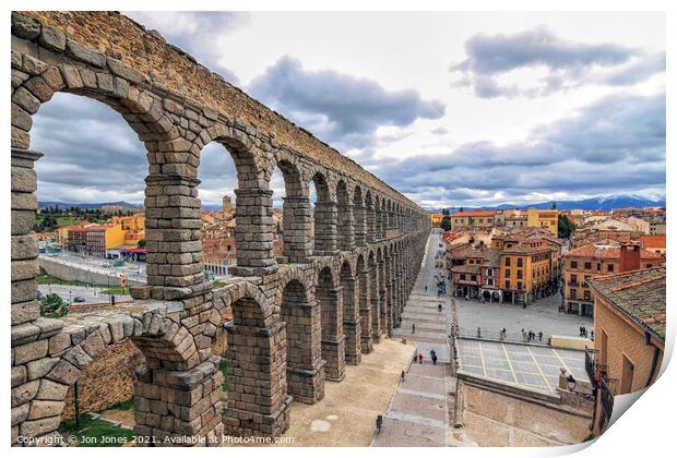 Roman Aqueduct at Segovia in Spain  Print by Jon Jones