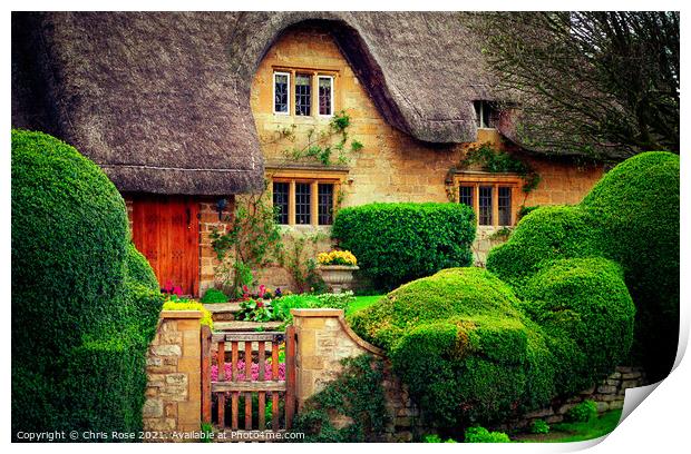 Chipping Campden thatched cottage Print by Chris Rose