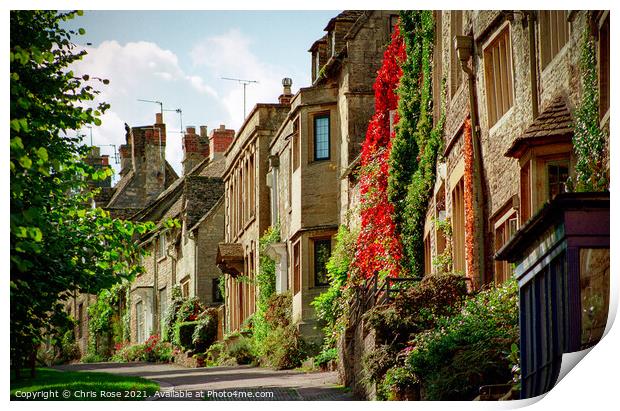 Burford, Cotswolds cottages Print by Chris Rose