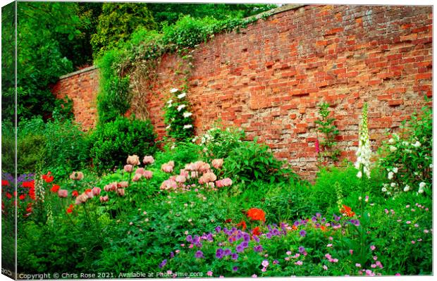 Walled garden summer flowers border Canvas Print by Chris Rose