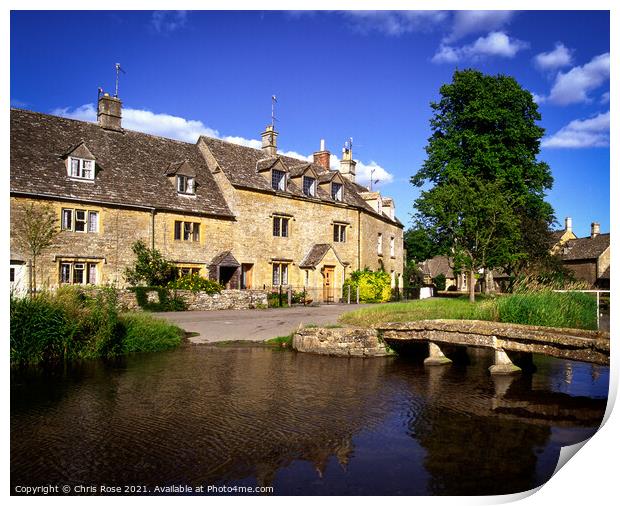 Lower Slaughter cottages Print by Chris Rose
