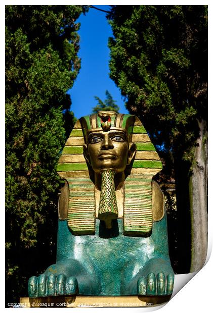 Fake Egyptian art sphinxes exposed outdoors. Print by Joaquin Corbalan