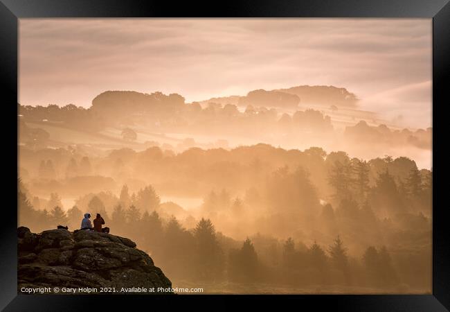 Watching a Dartmoor sunrise Framed Print by Gary Holpin