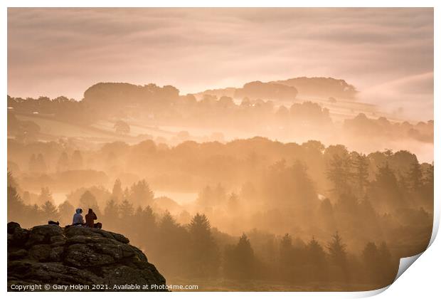 Watching a Dartmoor sunrise Print by Gary Holpin