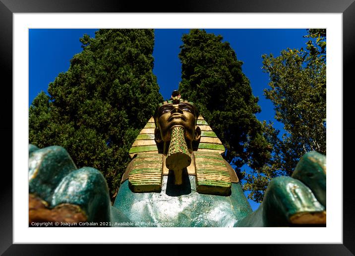 Fake Egyptian art sphinxes exposed outdoors. Framed Mounted Print by Joaquin Corbalan