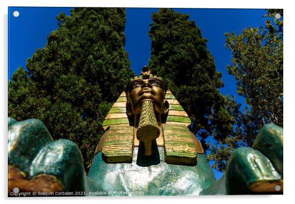 Fake Egyptian art sphinxes exposed outdoors. Acrylic by Joaquin Corbalan