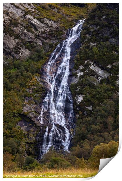 Steall Falls in the Highlands of Scotland Print by Chris Dorney