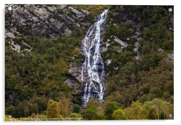 Steall Falls in the Highlands of Scotland, UK Acrylic by Chris Dorney
