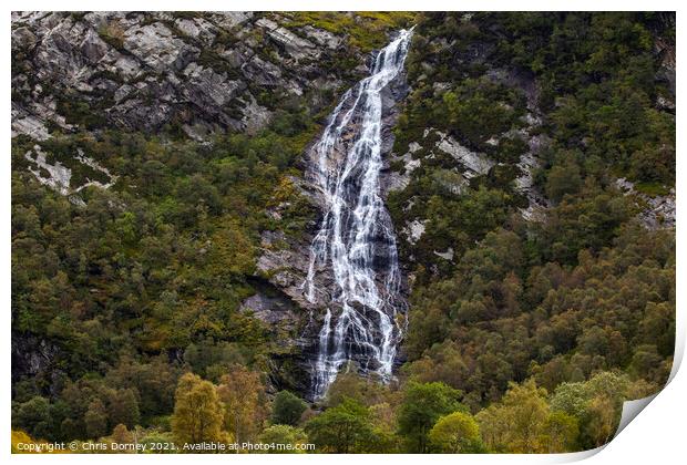 Steall Falls in the Highlands of Scotland, UK Print by Chris Dorney