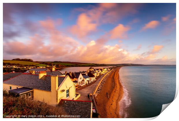 Sunset over Slapton Sands Print by Gary Holpin