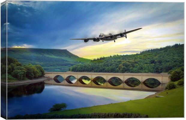 Lancaster Bomber Ladybower Canvas Print by J Biggadike
