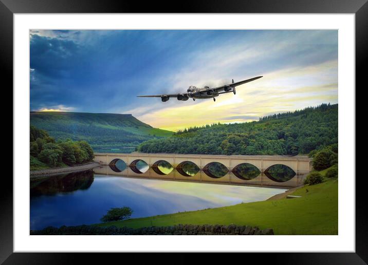 Lancaster Bomber Ladybower Framed Mounted Print by J Biggadike