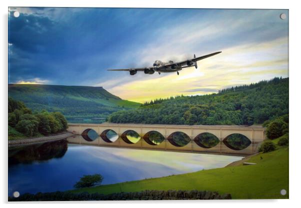 Lancaster Bomber Ladybower Acrylic by J Biggadike