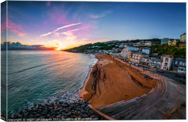 Ventor Beach Sunset Isle Of Wight Canvas Print by Wight Landscapes