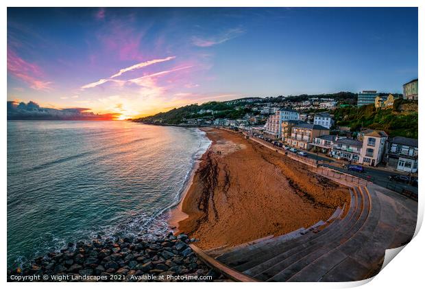 Ventor Beach Sunset Isle Of Wight Print by Wight Landscapes