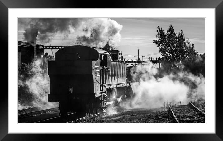 GWR Tank Engine in B&W Framed Mounted Print by Mike Lanning