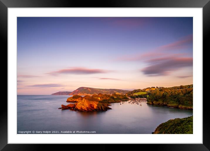 Golden hour at Watermouth Cove Framed Mounted Print by Gary Holpin