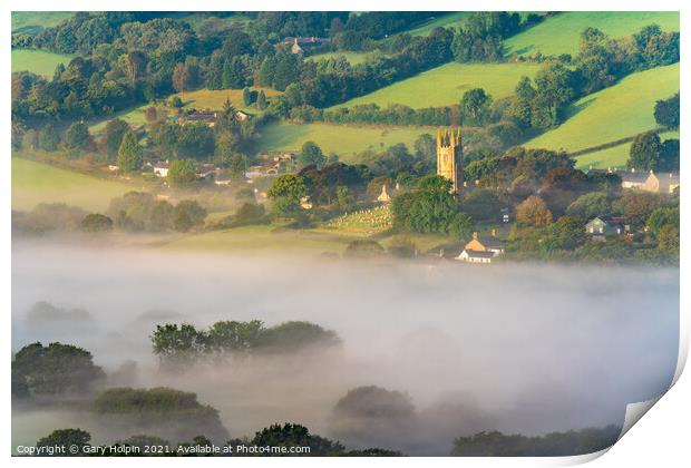 Foggy Widecombe morning Print by Gary Holpin