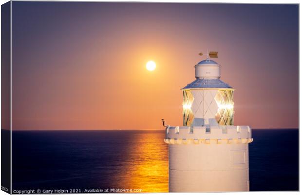 Moon rise at Start Point Lighthouse Canvas Print by Gary Holpin