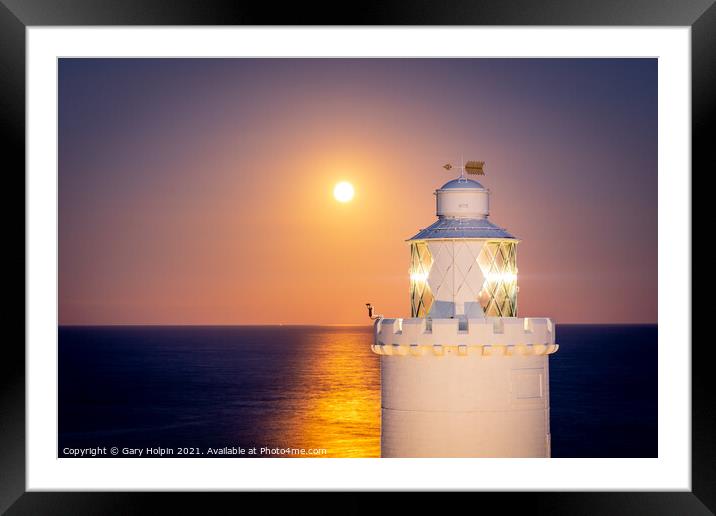 Moon rise at Start Point Lighthouse Framed Mounted Print by Gary Holpin
