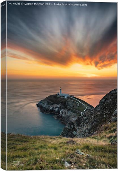South Stack Lighthouse Canvas Print by Lauren McEwan