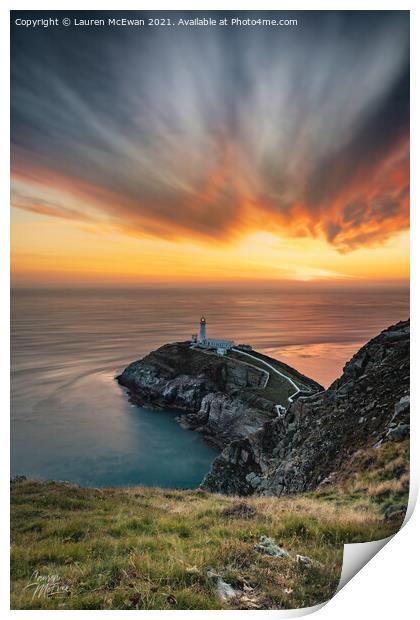South Stack Lighthouse Print by Lauren McEwan
