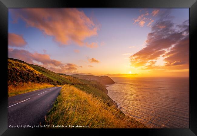 Sunset over Lynmouth Framed Print by Gary Holpin