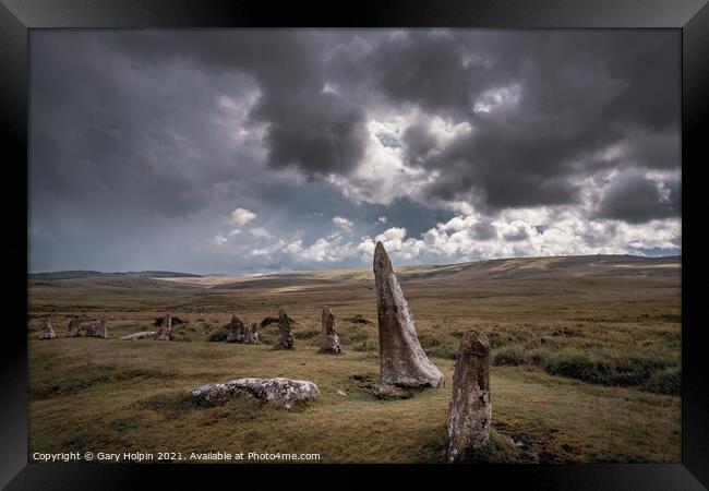Stormy day at Scorhill stone circle Framed Print by Gary Holpin