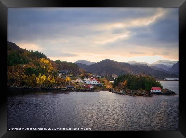 Majestic Autumn Fjordscapes Framed Print by Janet Carmichael