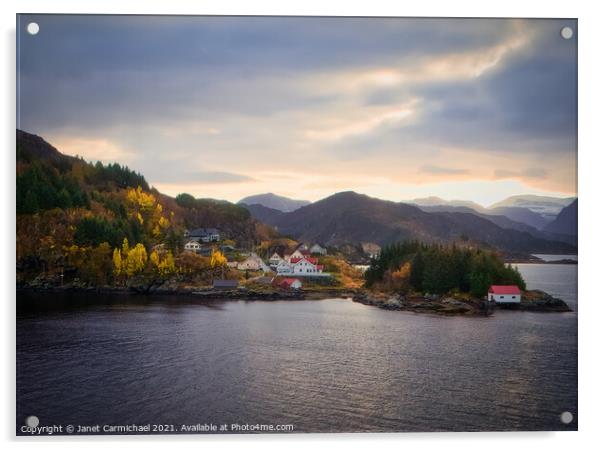 Majestic Autumn Fjordscapes Acrylic by Janet Carmichael