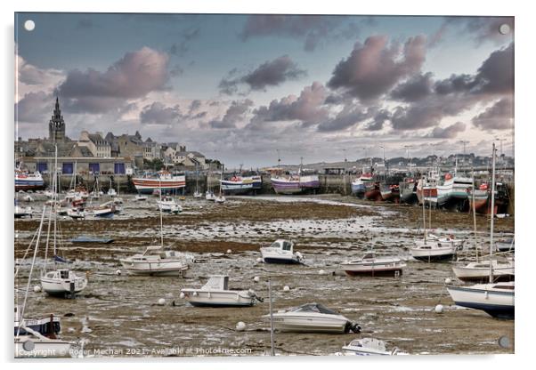 Tranquil Beauty of Roscoff Port Acrylic by Roger Mechan