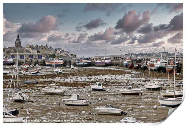 Tranquil Beauty of Roscoff Port Print by Roger Mechan