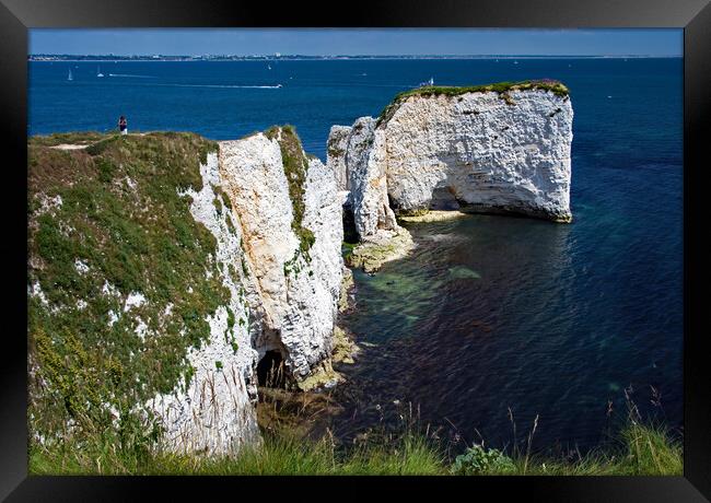 Old Harry Rocks Framed Print by Geoff Storey