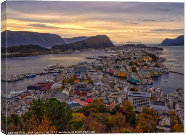 Glorious Autumn Evening in Alesund Canvas Print by Janet Carmichael