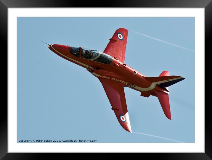 Majestic Red Arrows soar over Southend Framed Mounted Print by Peter Bolton