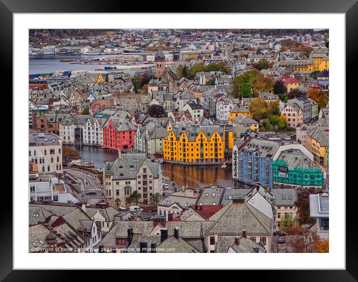 Colourful Alesund Rooftops Framed Mounted Print by Janet Carmichael