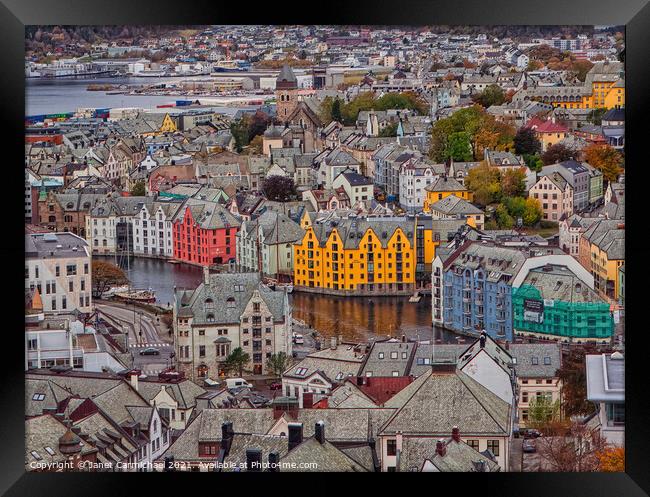 Colourful Alesund Rooftops Framed Print by Janet Carmichael